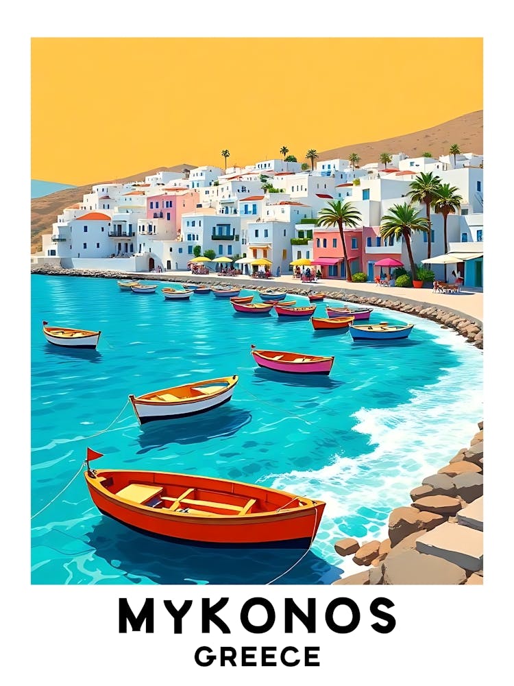 Mykonos - Greece Vintage Travel Poster 38