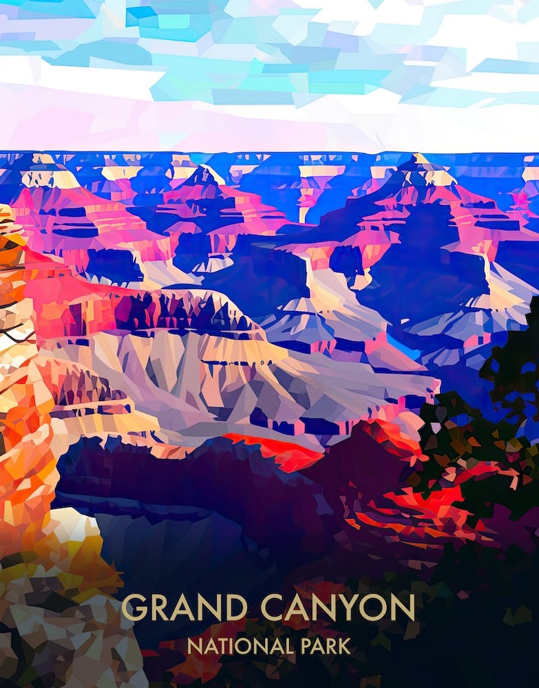 Grand Canyon National Park Travel Poster Illustration Style 4