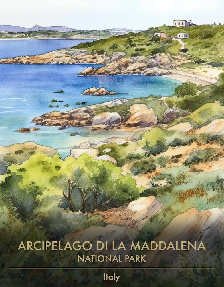 Arcipelago Di La Maddalena National Park Italy Watercolour 1
