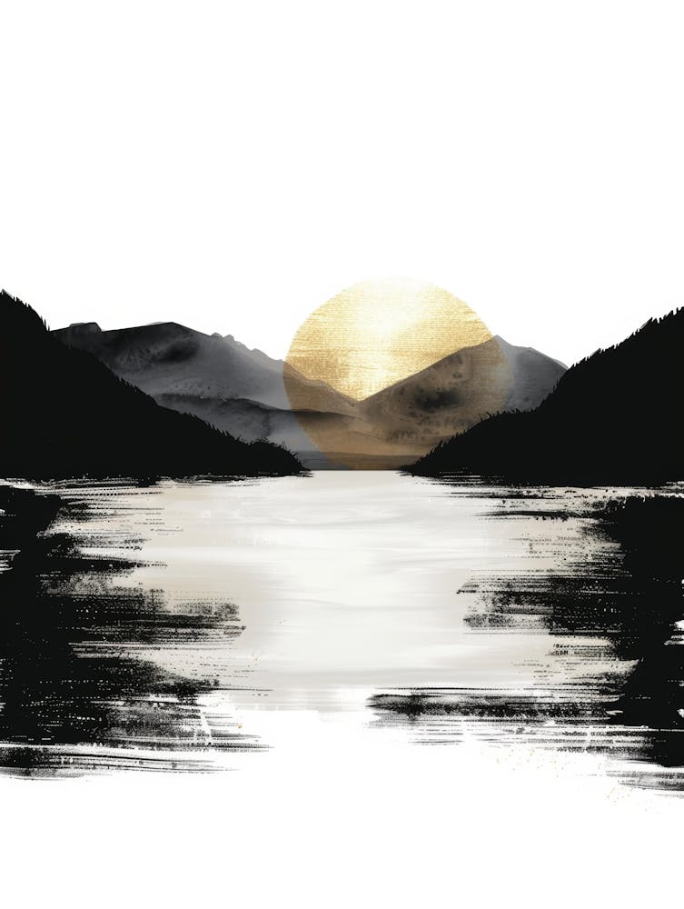 Sunset Over Lake Canvas Print