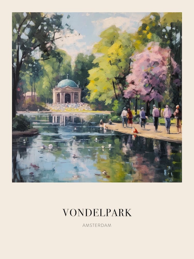 Vondelpark Amsterdam Vintage Cezanne Inspired Poster