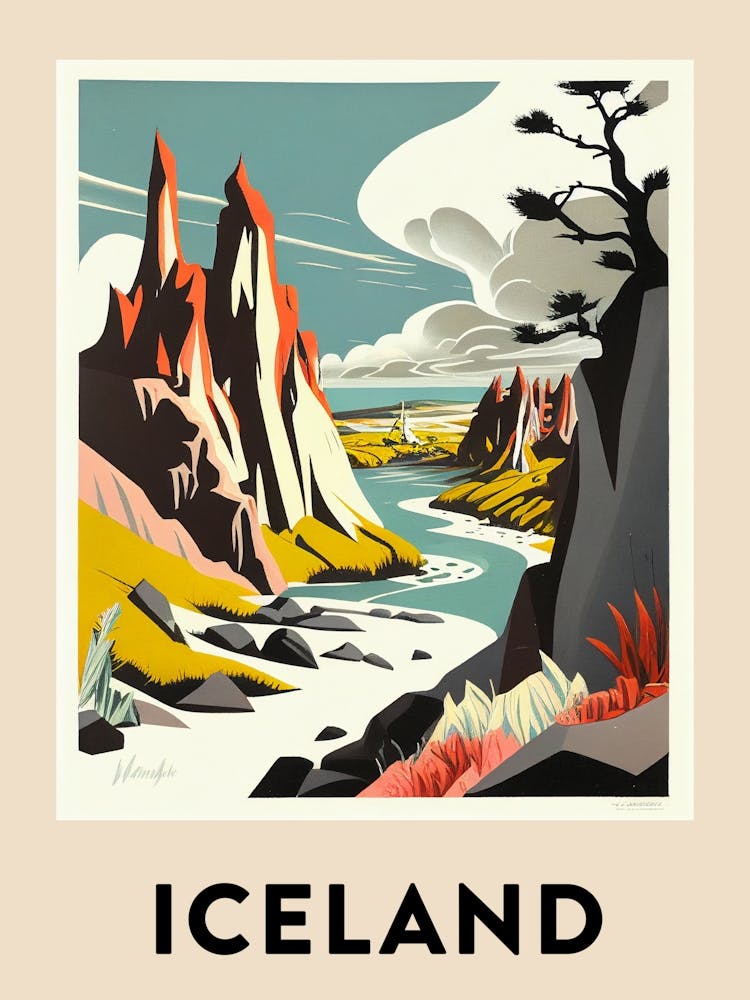 Iceland 2 Vintage Travel Poster