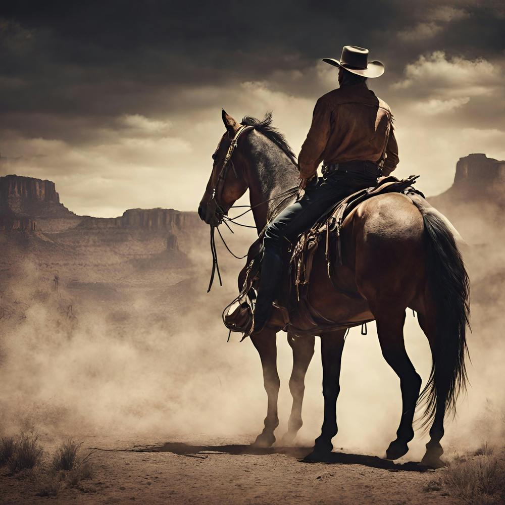 Cowboy On Horseback - AI Realistic