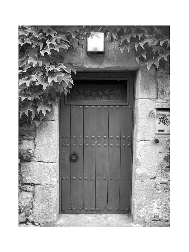 Spanish Door Black And White Photograph