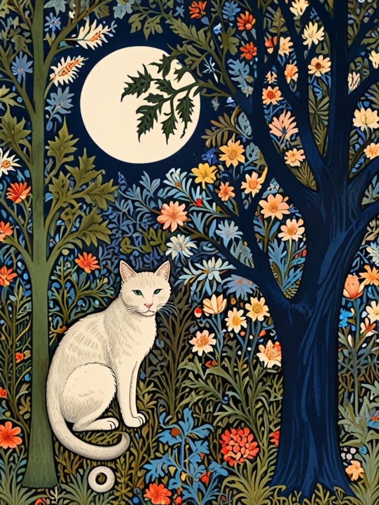 William Morris Cat In The Moonlight 36
