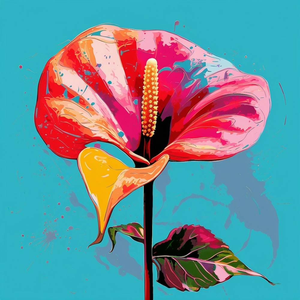 Andy Warhol Style Pop Art Flowers Flamingo Flower 3 Square