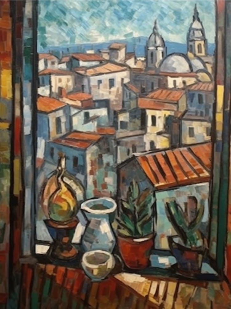 Window View Of Rome Of In The Style Of Cubism 2