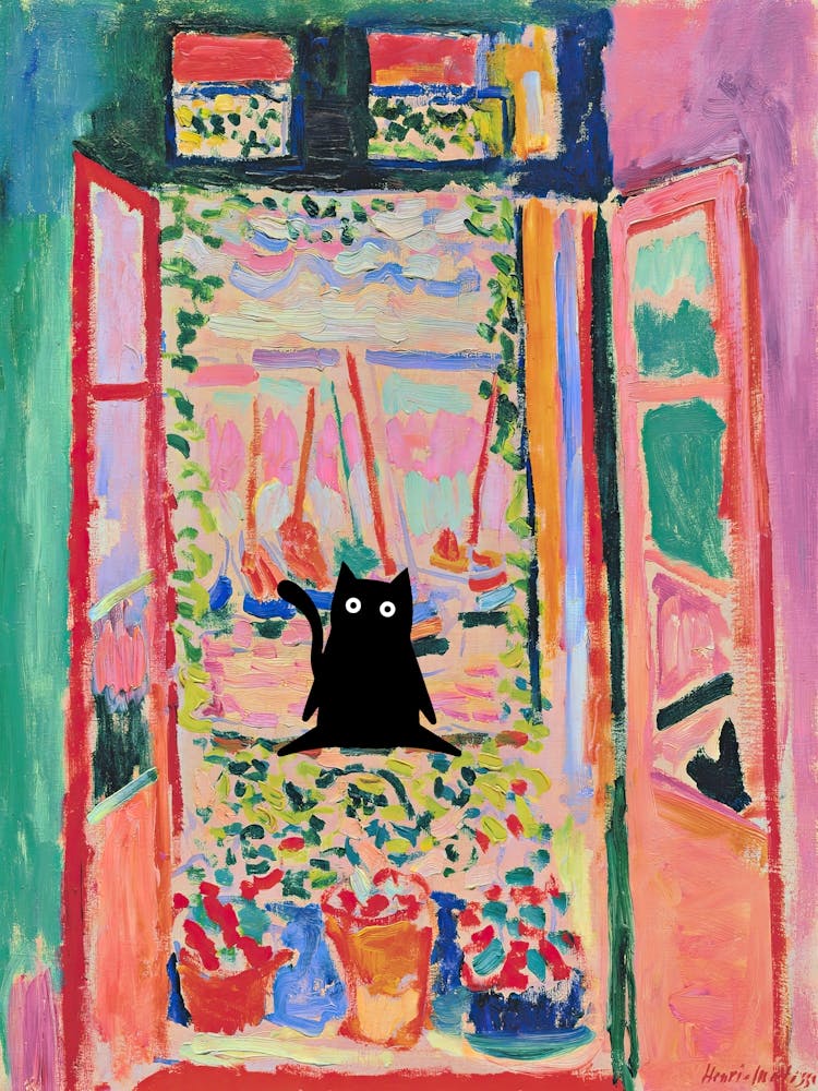 Matisse Open Window With A Cat Funny Animals