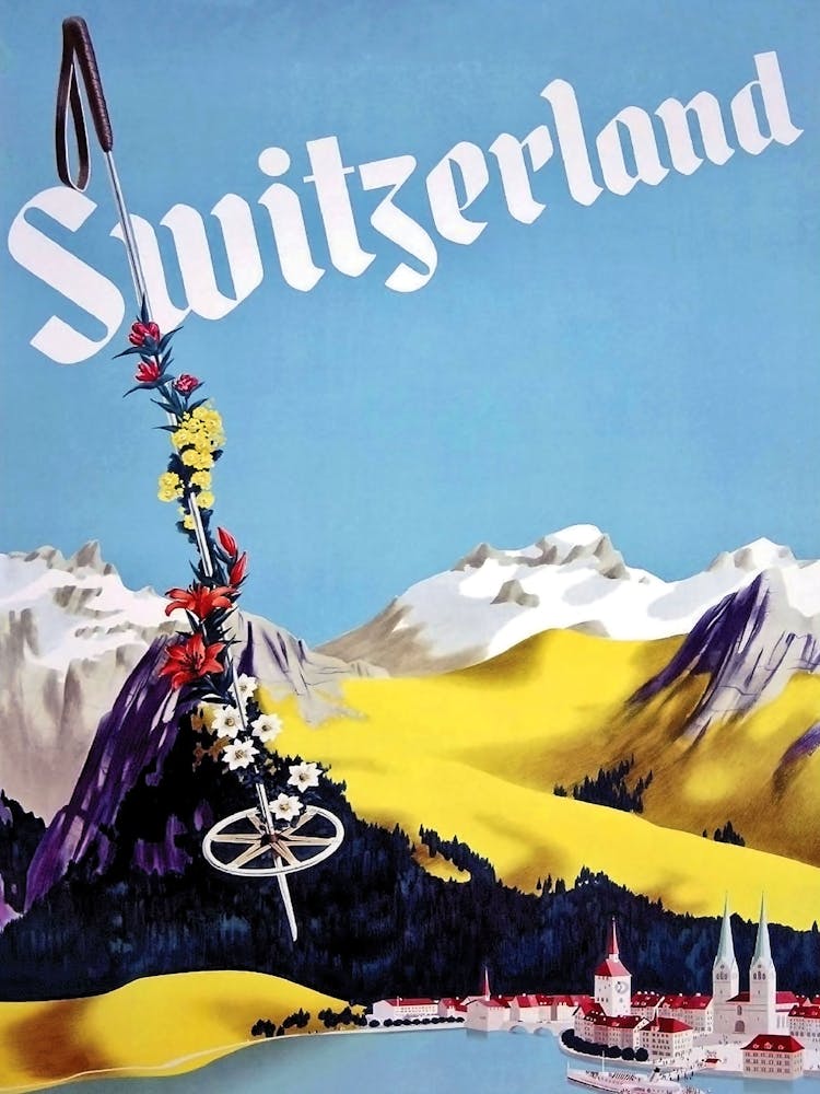 Skiing In Mountains Of Switzerland