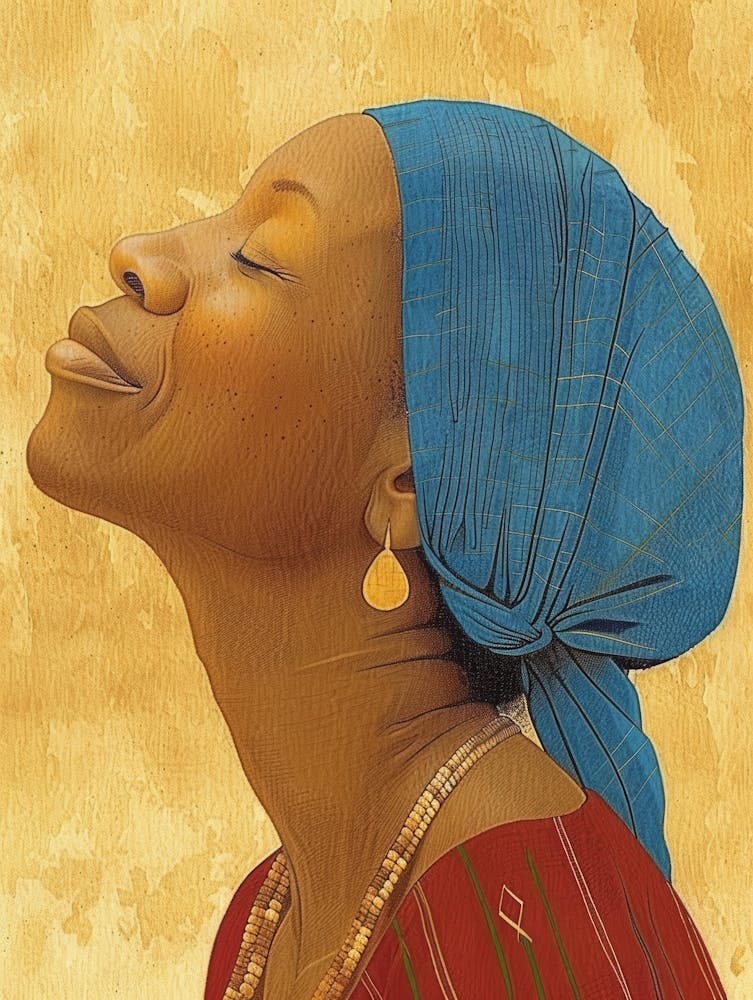 African Woman With Blue Turban