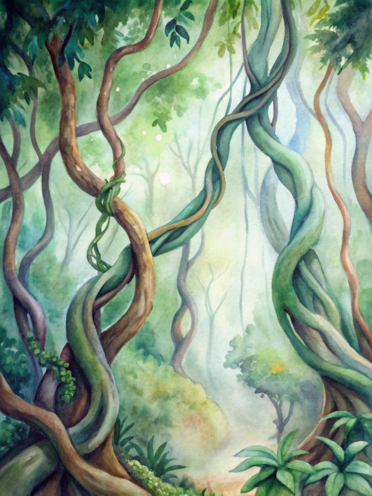 10 Lianas Twisting Around Rainforest Trees