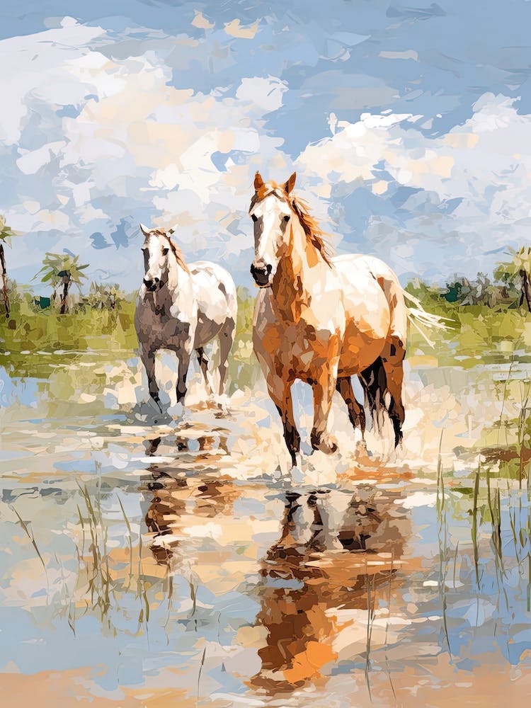 Horses Painting In Okavango Delta, Botswana 3