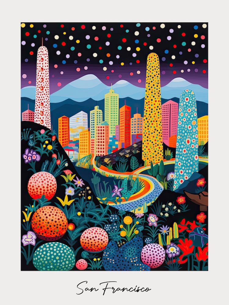 Poster von San Francisco, Illustration im Pop-Art-Stil 3