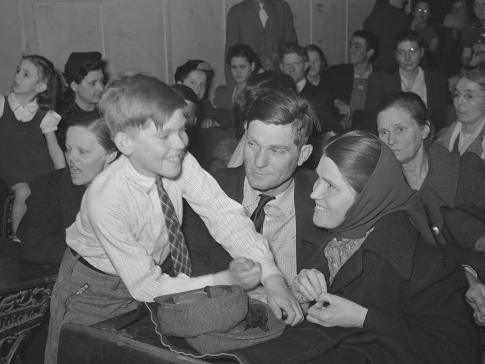 Farm Couple With Their Son At Pie Supper, Mcintosh County, Oklahoma, See General Caption Number 24 By Russell