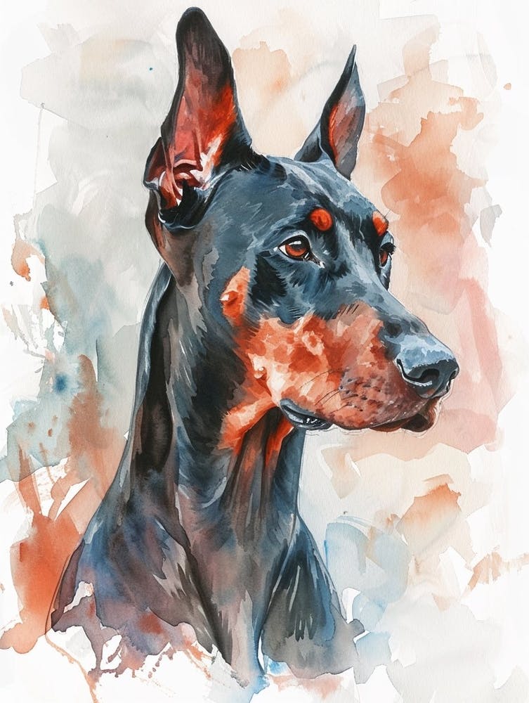 Doberman Pinscher Watercolor Painting 2