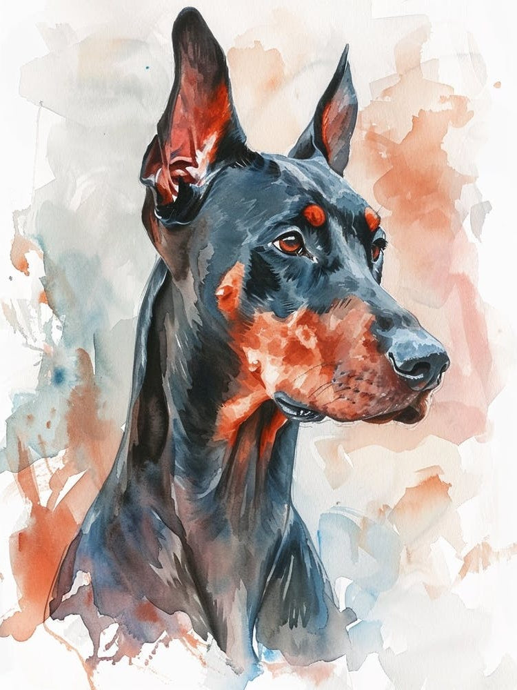 Doberman Pinscher Watercolor Painting 2