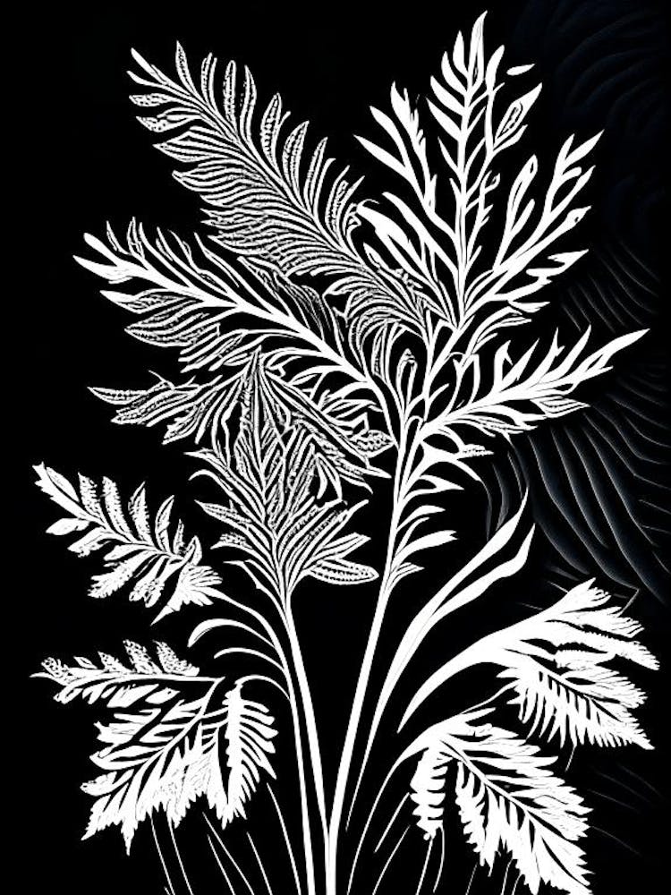Hemlock Needle Leaf Linocut 2