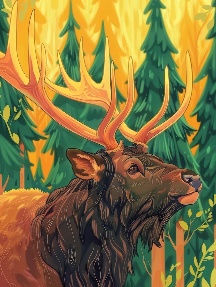 Elk In The Forest