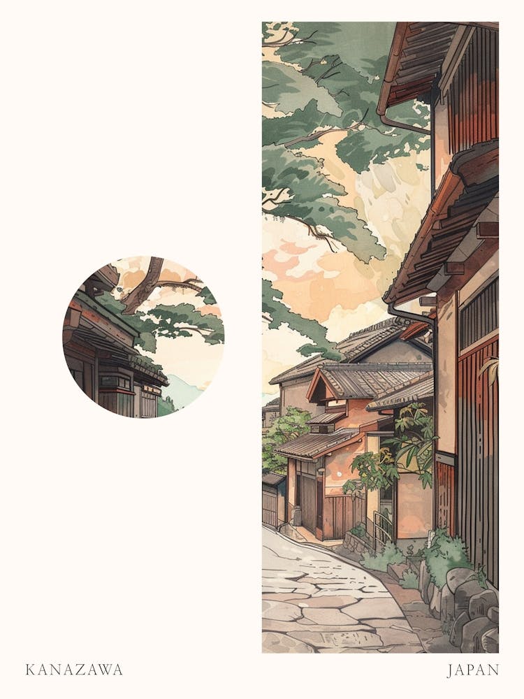 Kanazawa Japan 5 Cut Out Travel Poster