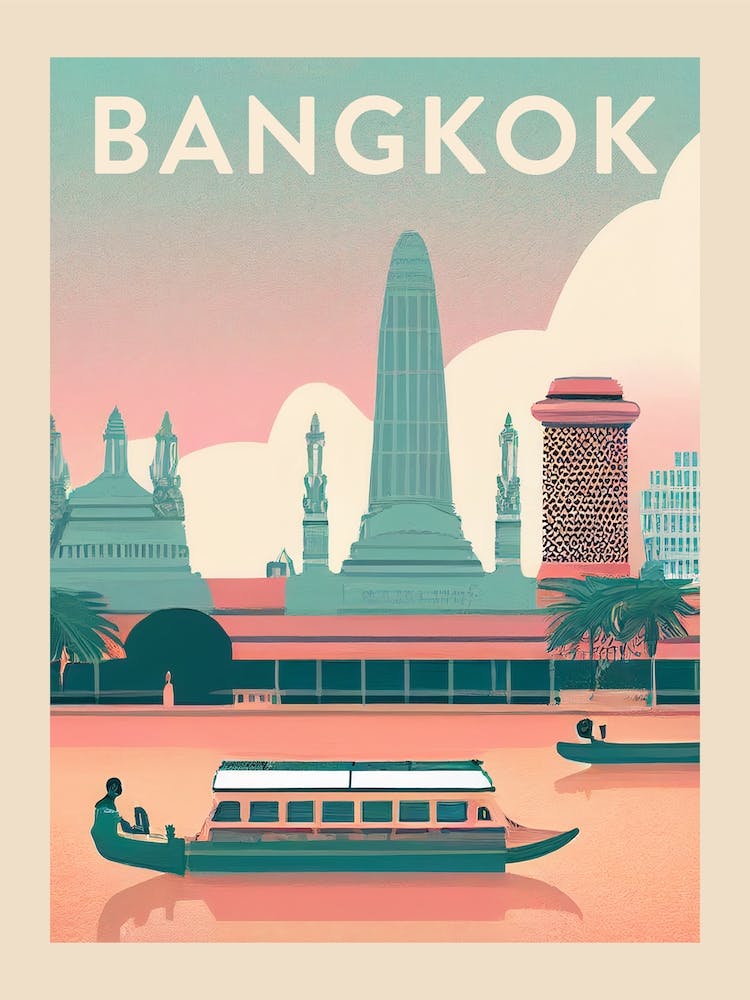 Bangkok Vintage Travel Poster