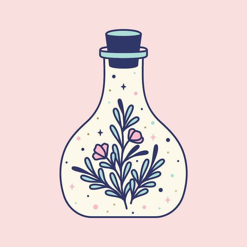 Magische Flasche mit Blumen