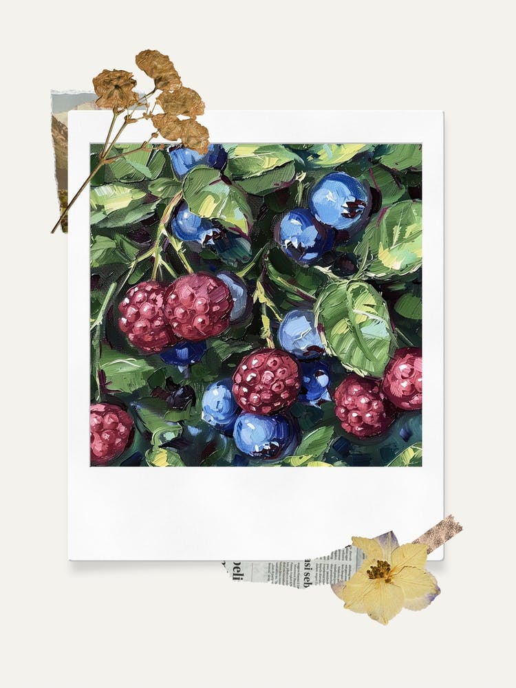 Scrapbook Blueberries Fairycore Painting 2