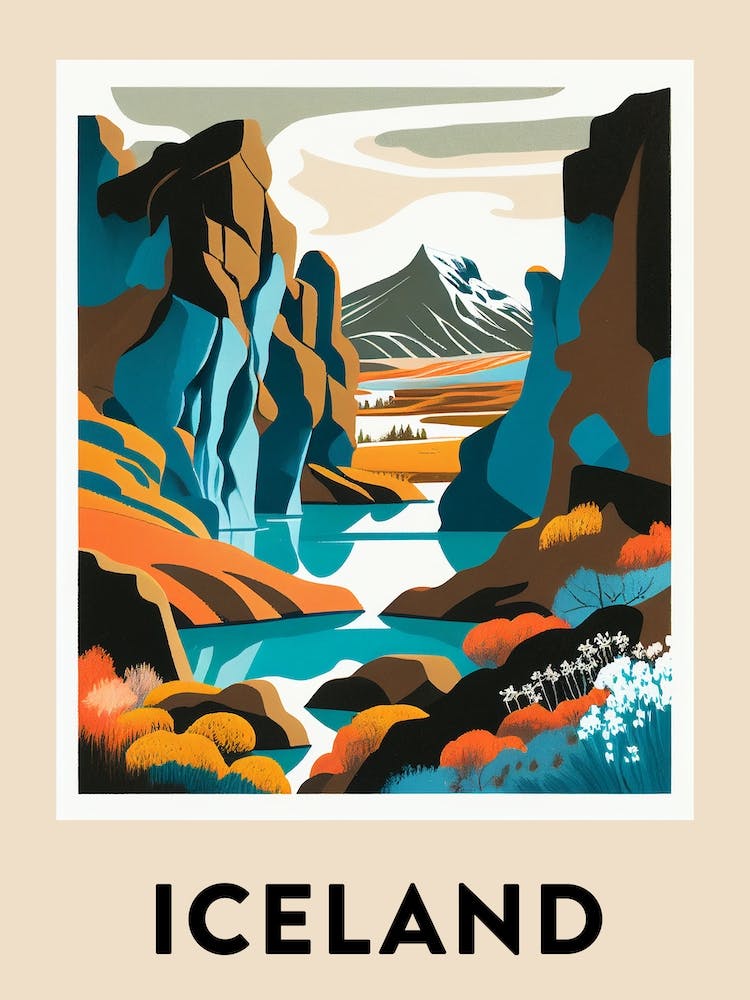 Iceland 3 Vintage Travel Poster