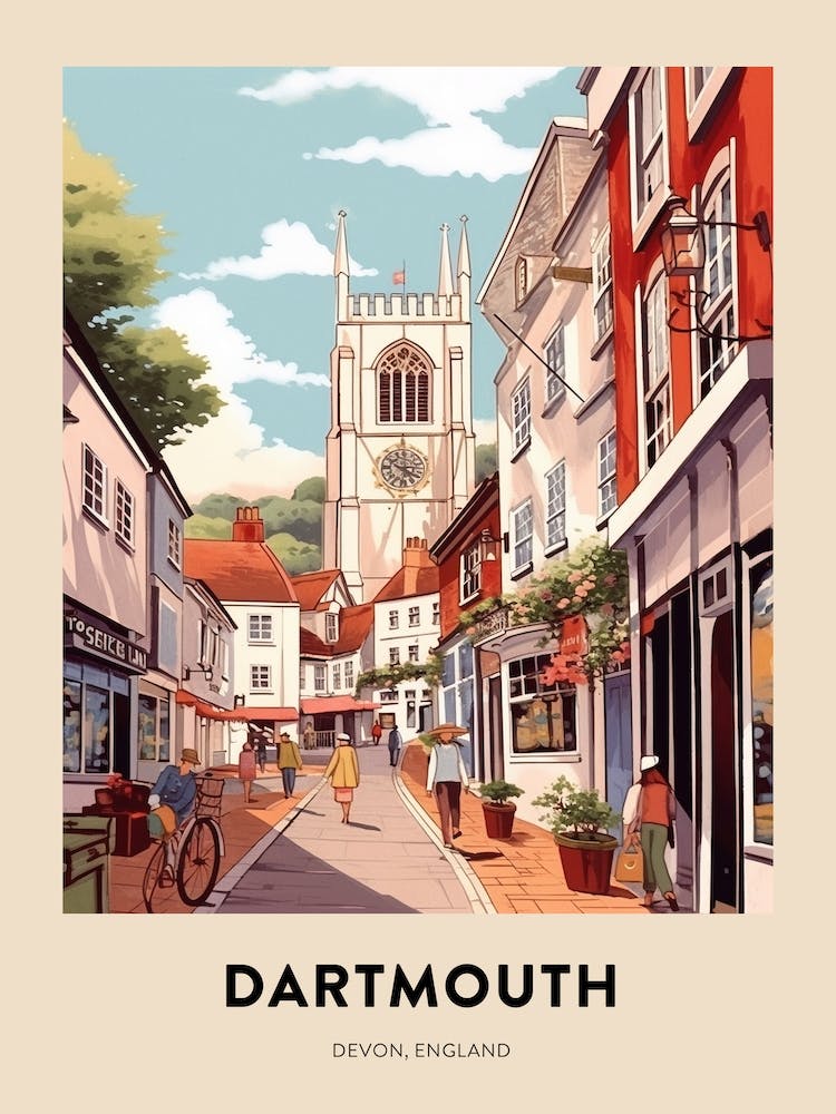 Devon Vintage Travel Poster Dartmouth