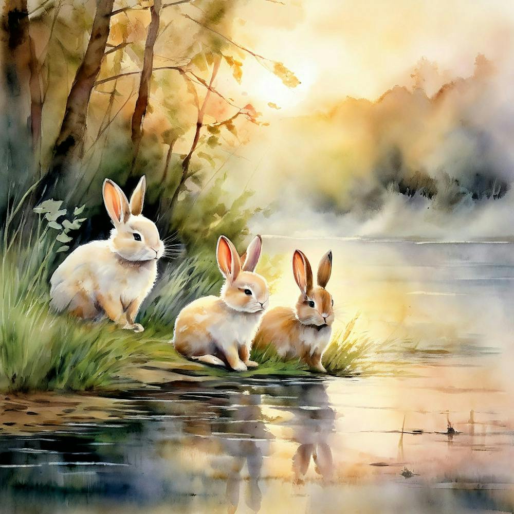 Rabbits By The Lake