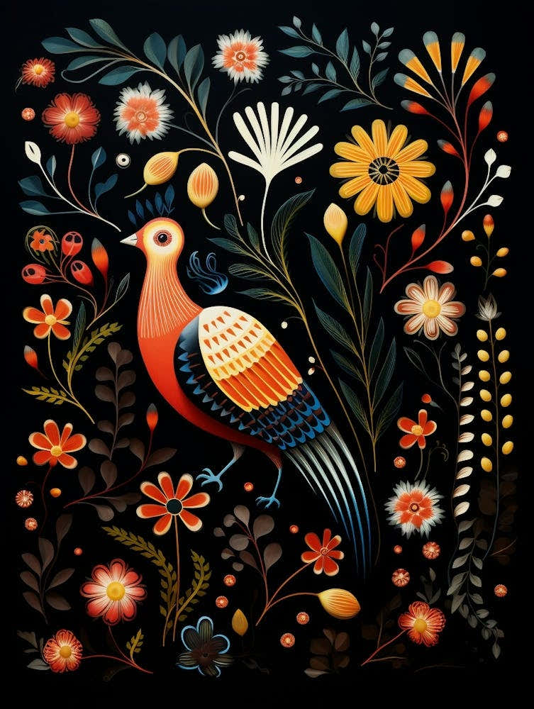 Folk Bird Illustration Partridge 3