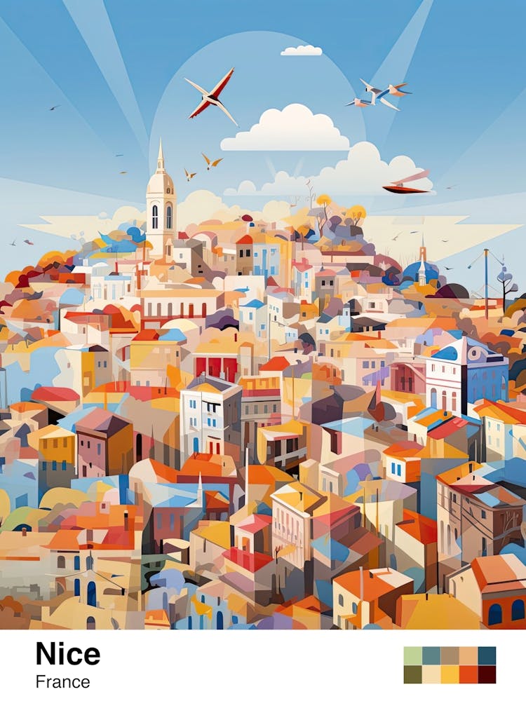 Nice, France, Geometric Illustration 2 Poster