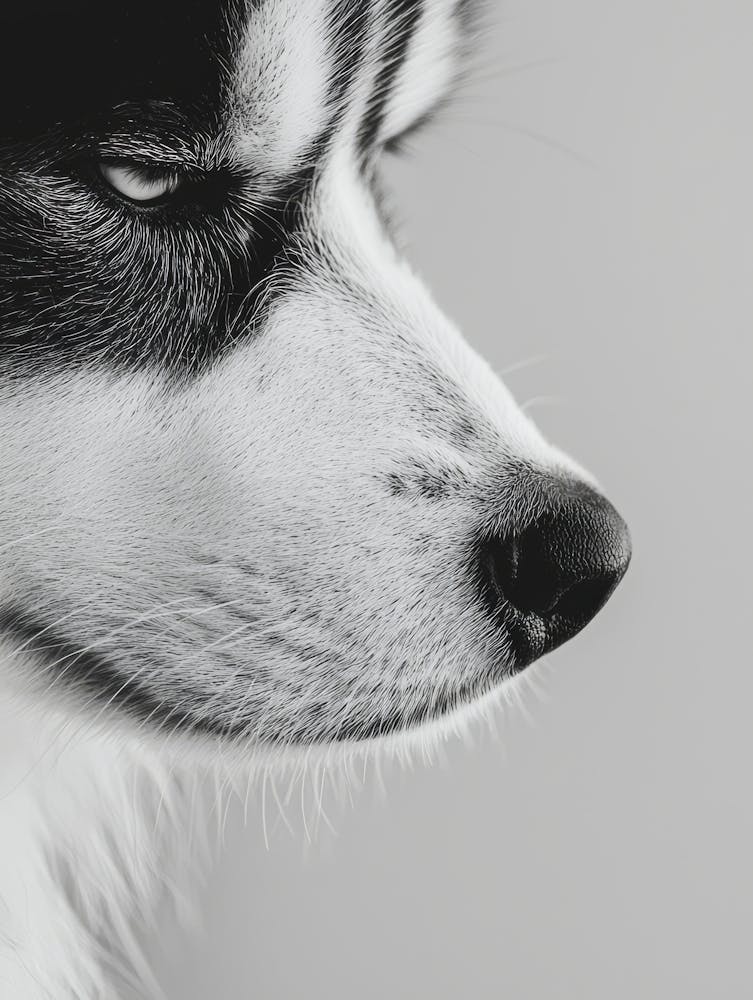 Black And White Portrait Of A Dog