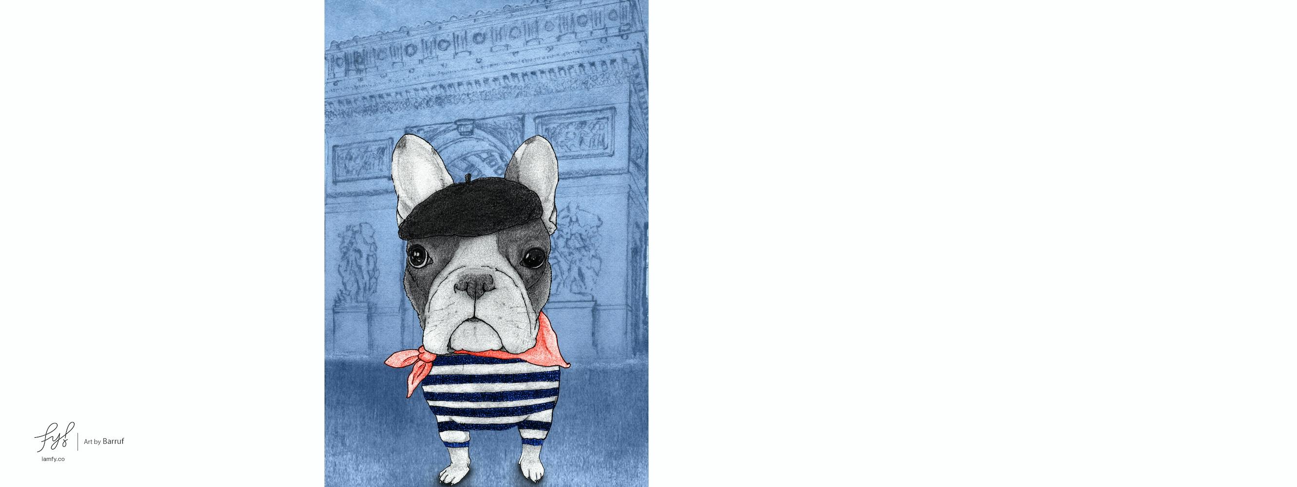French Bulldog With Arc De Triomphe