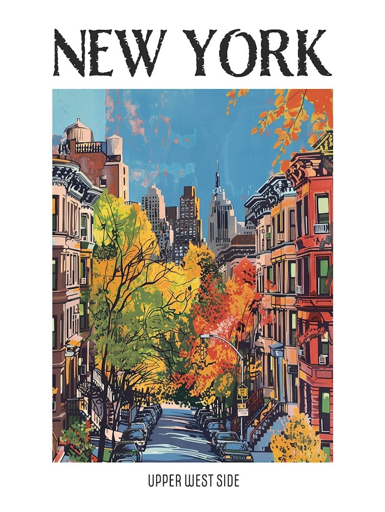 Upper West Side New York Bunte Siebdruck-Illustration 4 Poster