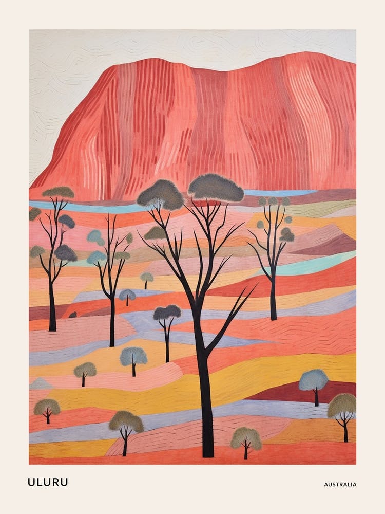 Uluru Australia 1 Colourful Mountain Illustration Poster