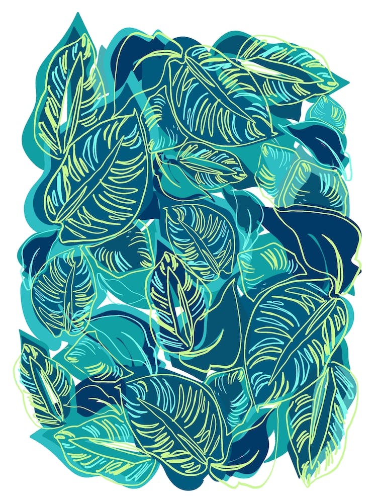 Tropical Turquoise Leaves
