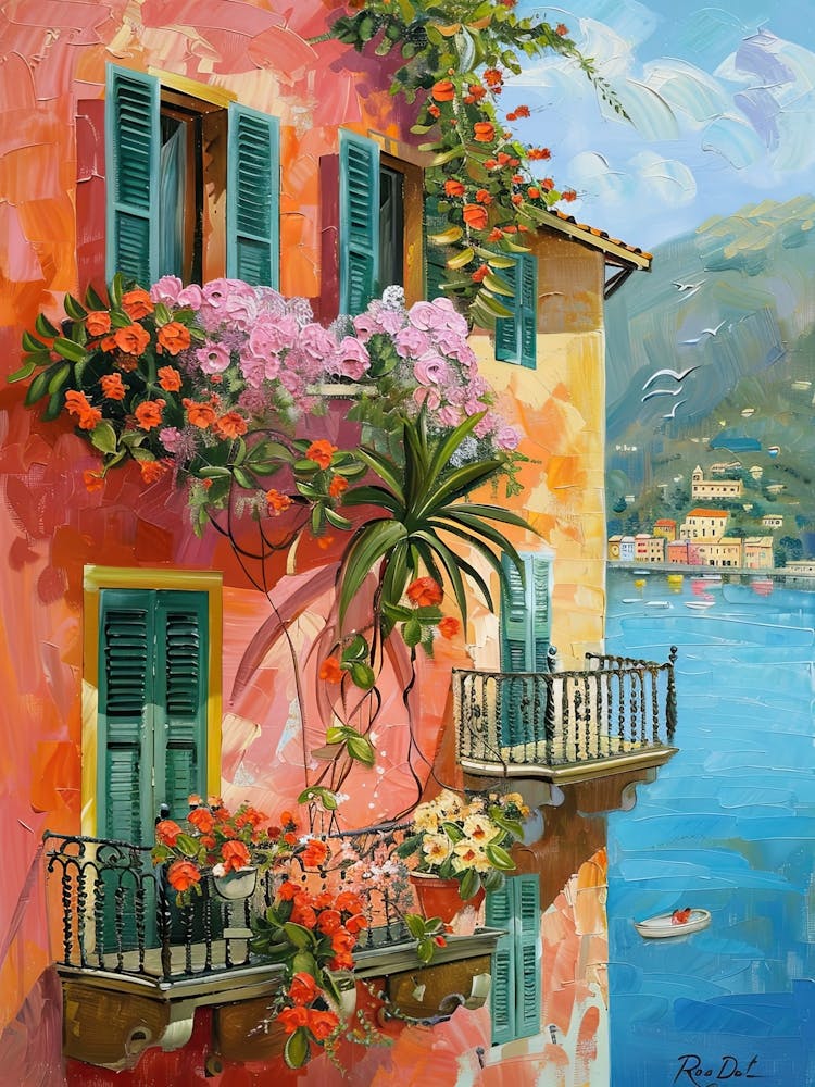 Balcony View Painting In Portofino 2