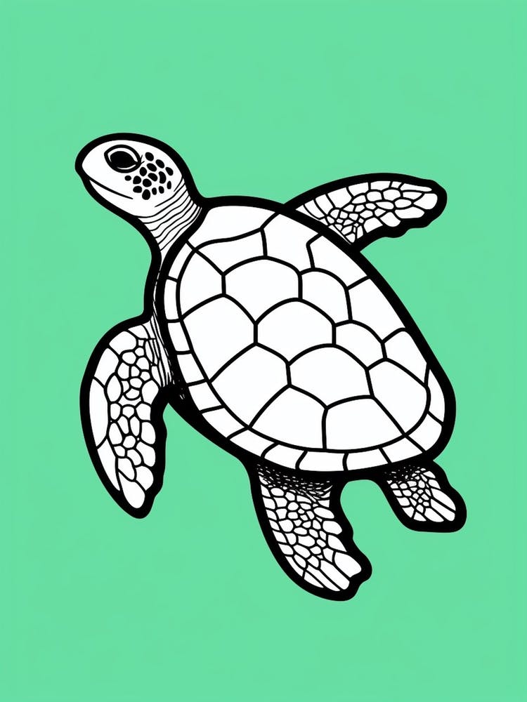 Block Colour Linework Turtle Illustration 1