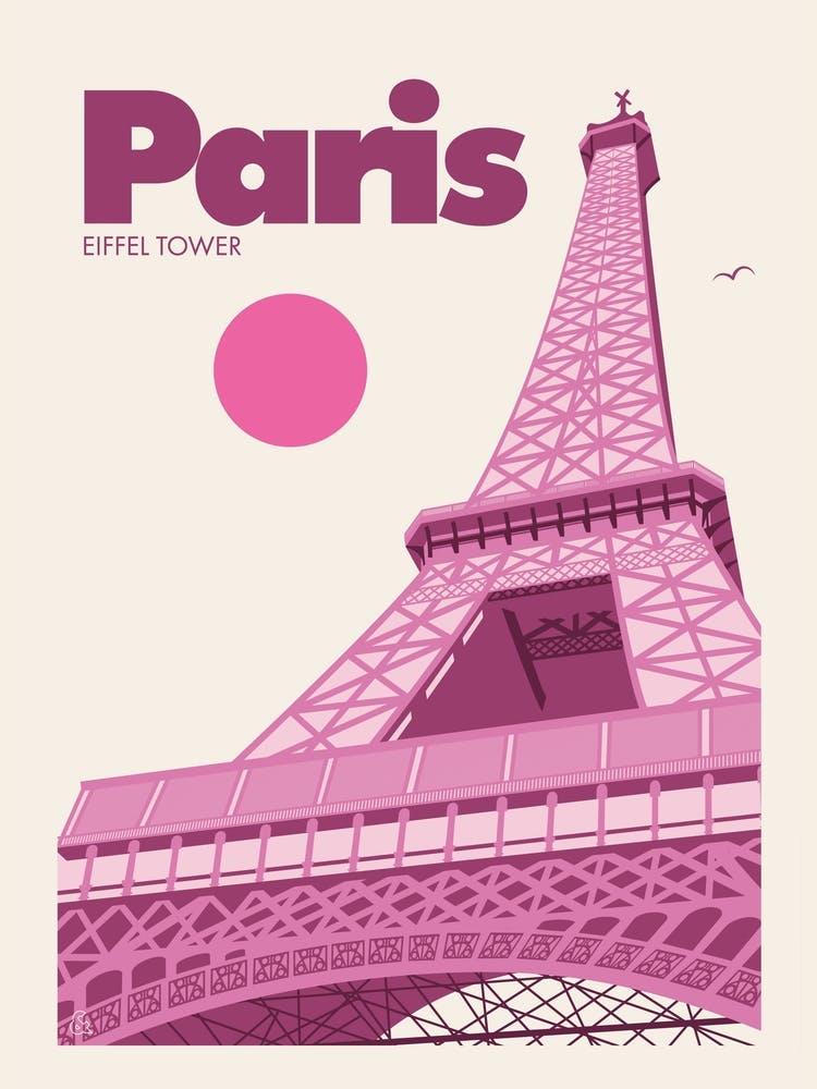 Paris, Travel Print (Pink) 1