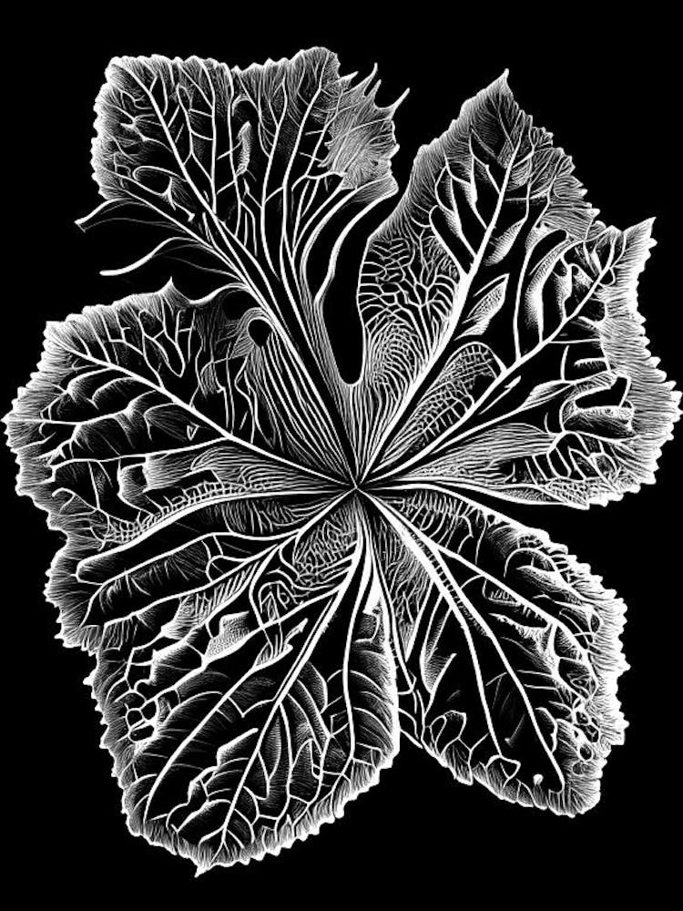 Malva Leaf Linocut 2