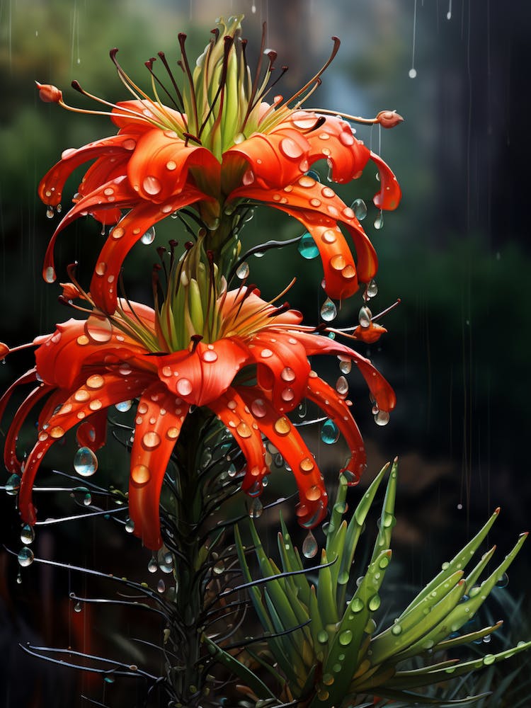 Fleur Sauvage Avec Gouttes de Pluie (3)