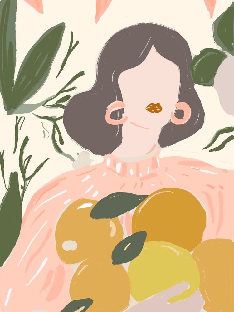 Illustration Of A Woman Holding Lemons