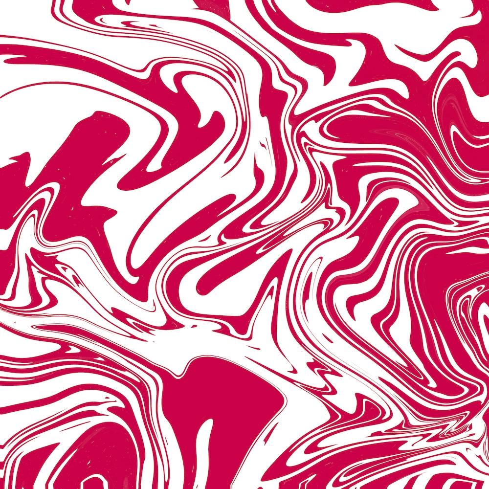 Liquid Contemporary Abstract Viva Magenta and White Swirls - Magenta Retro Liquid Swirl Pattern
