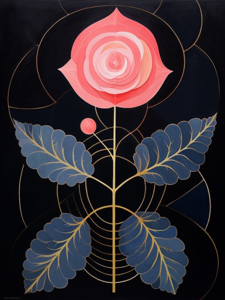 Rose 4 Hilma Af Klint Inspired Flower Illustration