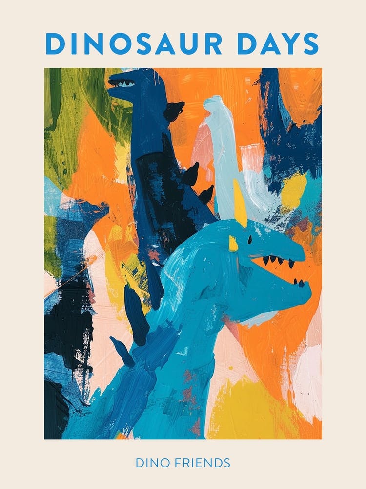 Dino Friends Abstract Poster 2