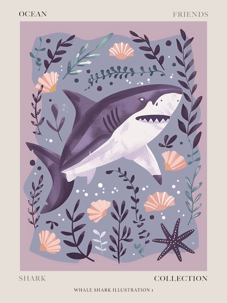 Purple Whale Shark Illustration 1 Poster