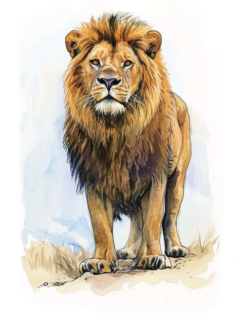 Barbary Lion Facing A Storm Clipart 2