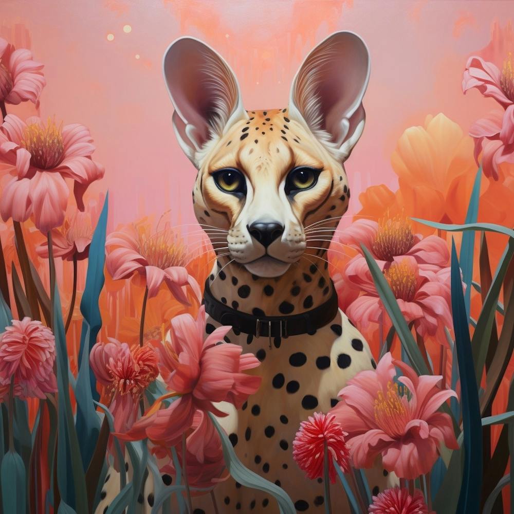 Serval Portrait Animalier de Jungle Rose