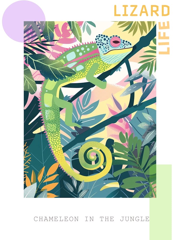 Chameleon In The Jungle Modern Abstract Illustration 6 Poster