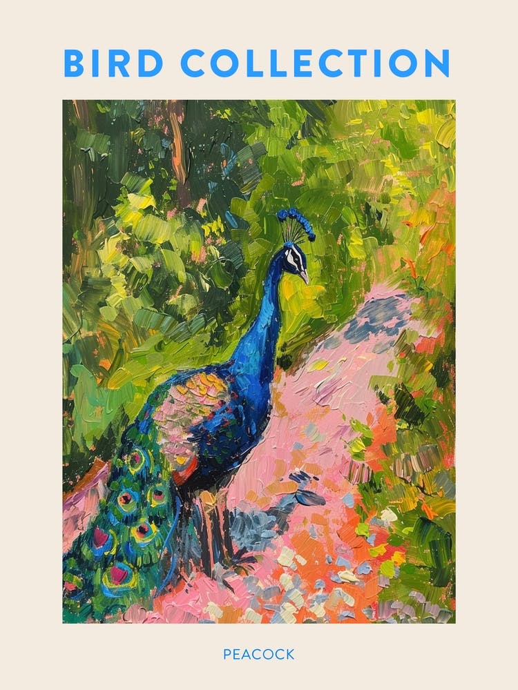 Brushstroke Peacock On The Gravel Path 3 Poster